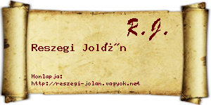 Reszegi Jolán névjegykártya